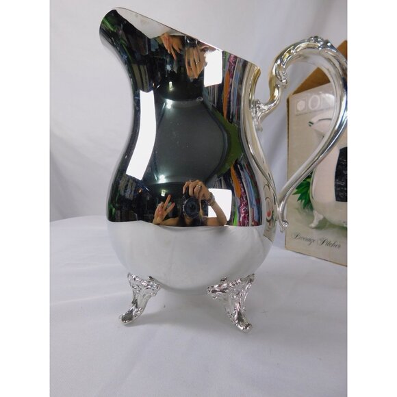SALE Oneida Silver Plated Beverage Pitcher Footed Elegant Serveware Made in Amer - Picture 8 of 12